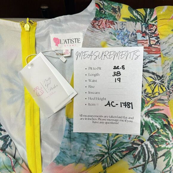 L'Atiste By Amy Womens Hawaiian Dress 2X Cut Out Vacation Destination Wedding - Picture 3 of 15